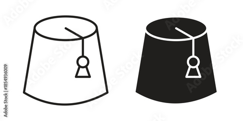 Fez hat icons or logo design isolated sign symbol vector illustration - high quality line style vector