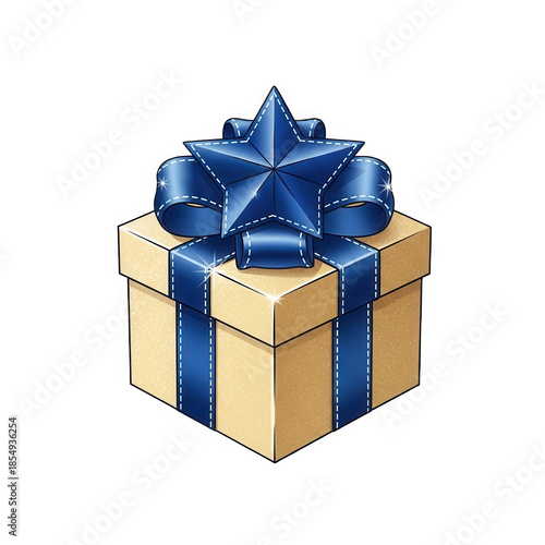 Beautifully wrapped PNG Transparent gift box with blue ribbon