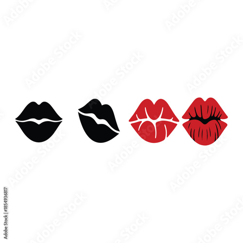 Four lips in various colors and styles