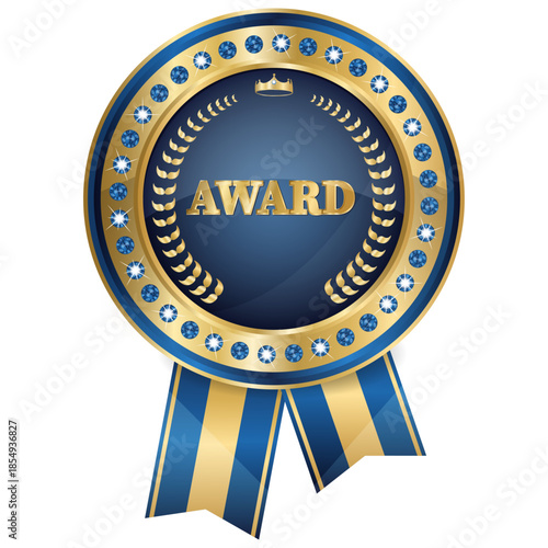 Award winner royal blue and golden badge luxury shinning best badge design 