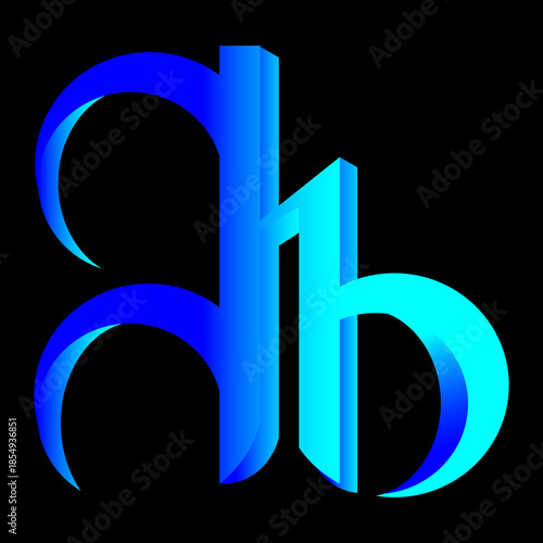 H B letter logo design in blue gradient