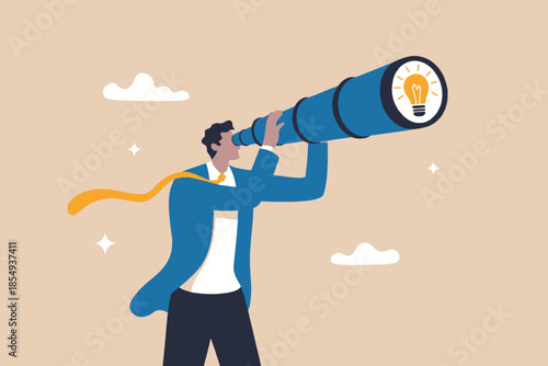 Man observing ideas through telescope