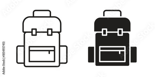 Hiking backpack icons or logo design isolated sign symbol vector illustration - high quality line style vector