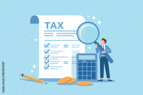 Person reviewing tax document