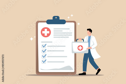 Doctor reviewing medical checklist