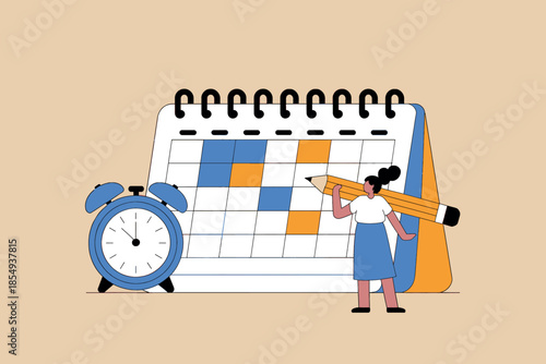 Woman planning her schedule