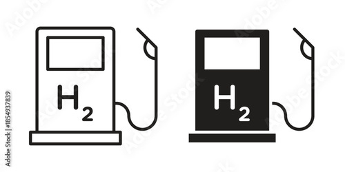 hydrogen fuel pump icons or logo design isolated sign symbol vector illustration - high quality line style vector