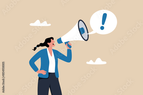 Woman announcing important message