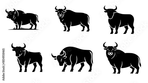 Silhouette Bull image color black 