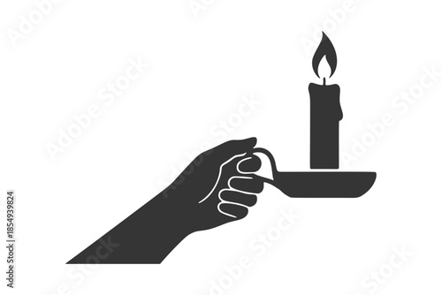燭台を持つ手のシルエットイラスト