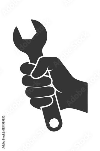 スパナを持つ手のシルエットアイコン
