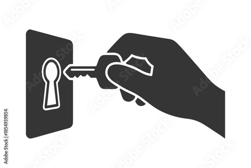 鍵と鍵穴のシルエットイラスト