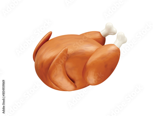 Roasted Chicken Icon 3d rendering illustration
