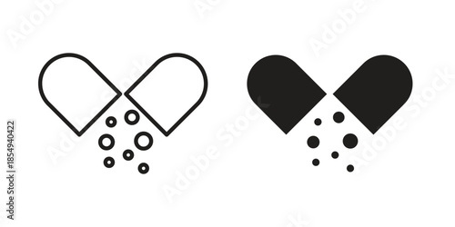 Open Capsule Pill icons or logo design isolated sign symbol vector illustration - high quality line style vector