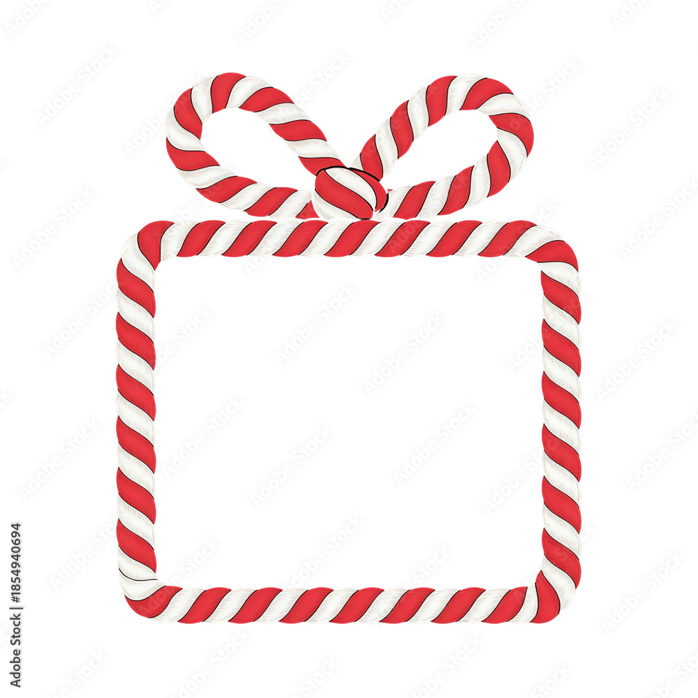 Fototapeta premium Candy Cane Square Gift Border PNG Isolated on Transparent Background