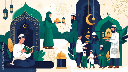 vector design ramadan kareem banner 