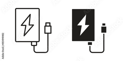 Power bank icons or logo design isolated sign symbol vector illustration - high quality line style vector