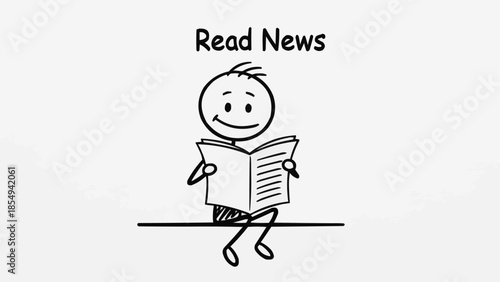 Stick figure reading a newspaper with the words Read News above.