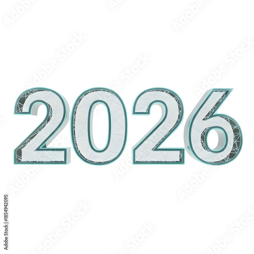 Stylish 2026 text with unique textured numbers on a white background