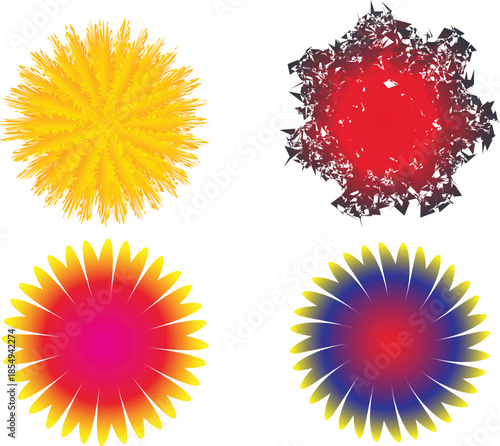 Colorful vector splash and blot elements set with floral and nature inspired shapes