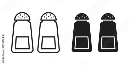 Salt and pepper shakers icons or logo design isolated sign symbol vector illustration - high quality line style vector
