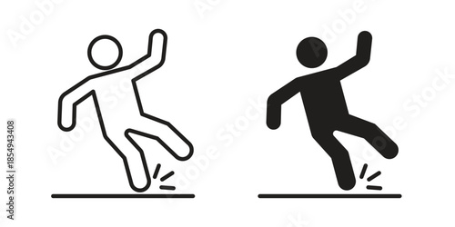 Slippery floor icons or logo design isolated sign symbol vector illustration - high quality line style vector