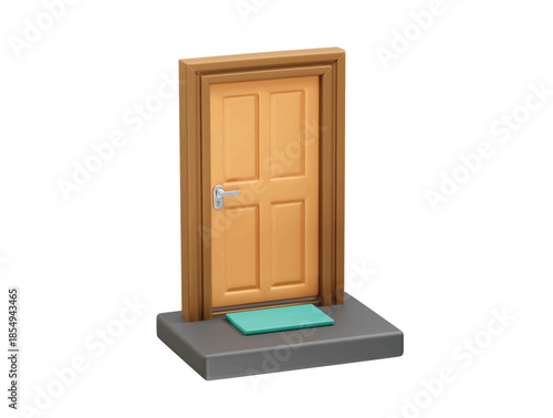 Door with Doormat icon 3d rendering illustration
