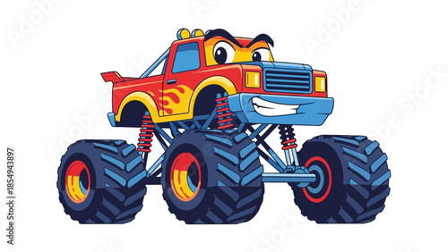 Monster truck cartoon character.