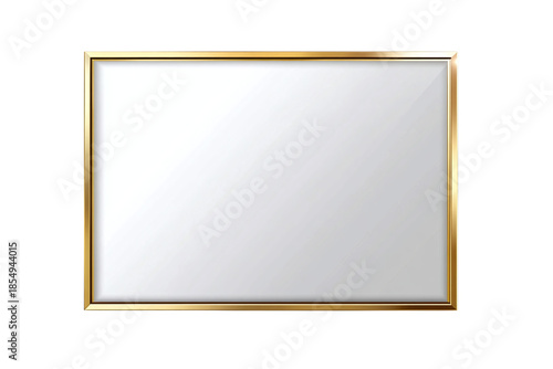 Gold framed mirror on wall isolated on transparent background