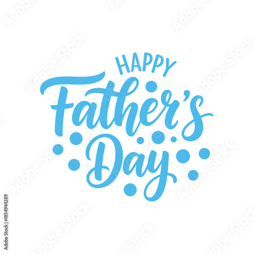 Happy Father’s Day Blue Typography with Decorative Dots and Stylish Font