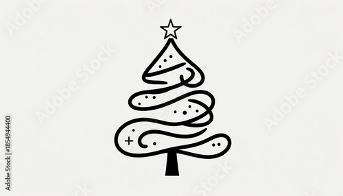 Christmas tree, vector illustration on a white background. 