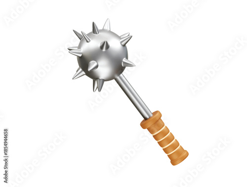 Spiked Medieval Mace icon 3d rendering illustration