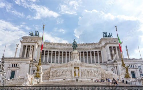 Rome, Italy. A large national monument built to honour Victor Emmanuel II, the first king of unified Italy. The Vittoriano monument also known as the Altare della Patria, a grand white marble landmark