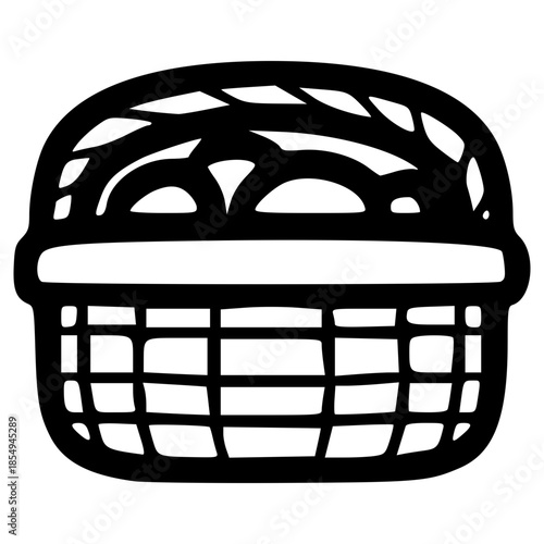 doodle food basket illustration hand drawn outline vector