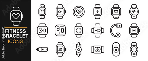 Smartwatch health metrics and fitness line symbols
