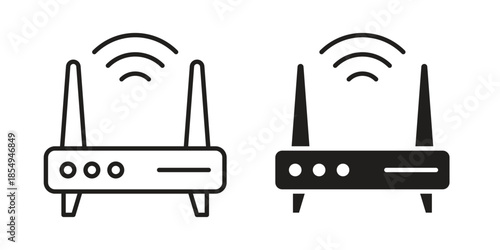 Wifi modem icons or logo design isolated sign symbol vector illustration - high quality line style vector