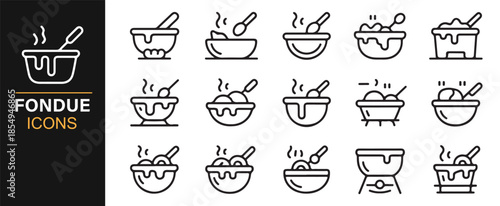 Culinary fondue and cooking UI line icons