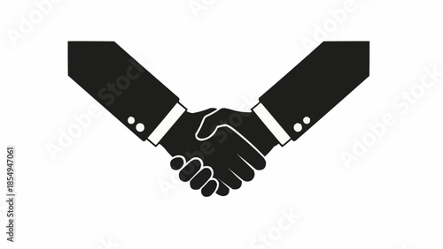 Two business people shaking hands in a deal agreement.