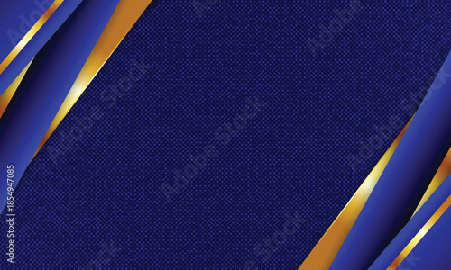 Blue abstract background with golden lines vector