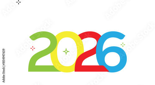 2026 New Year typography with sparkles minimalist vector art illustration