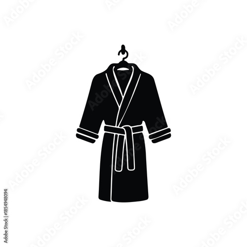 Bathrobe Hanging on a Hanger silhouette icon vector flat design.