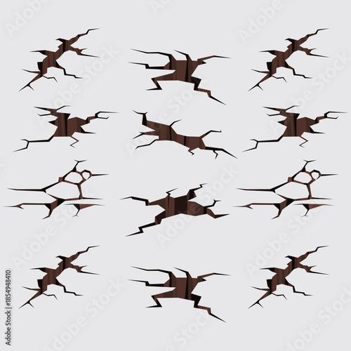 Set of Earth Cracks and Shattered Ground Effects
