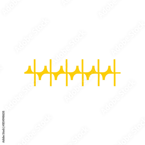 A stylized yellow waveform illustration on a plain white background