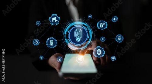 Wallpaper Mural Home security icons show smart home, surveillance, and safety devices. Home security ensures monitoring, home security protection, and smart access. Entice Torontodigital.ca