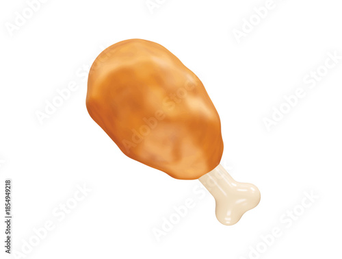 Fried Chicken Drumstick icon 3d rendering illustration