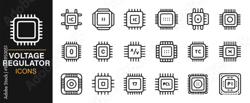 Microchip processor and voltage regulator UI line icons