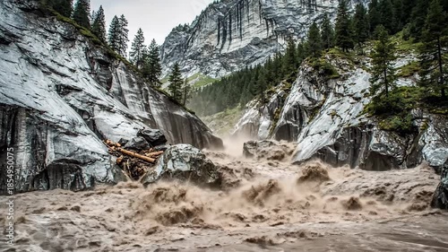 Experiencing a Rough Mountain River Canyon Landscape