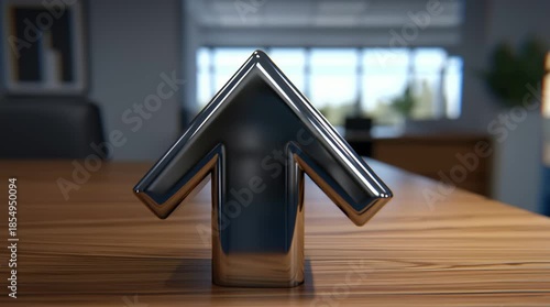 High level planning metal arrow office desk focus clarity productivity motivation progress direction success growth concept business symbol
