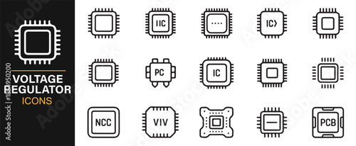 Electronics components and voltage control line icon pack