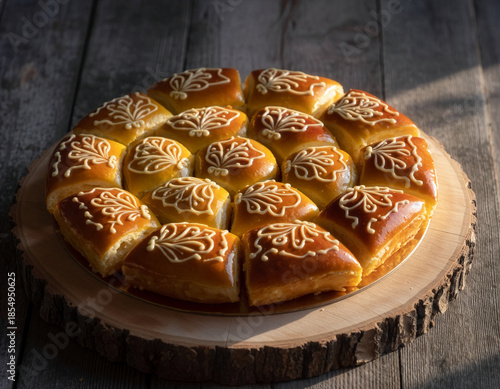 Golden Brown Sweet Pull Apart Bread Roti Sobek with Decorative Icing